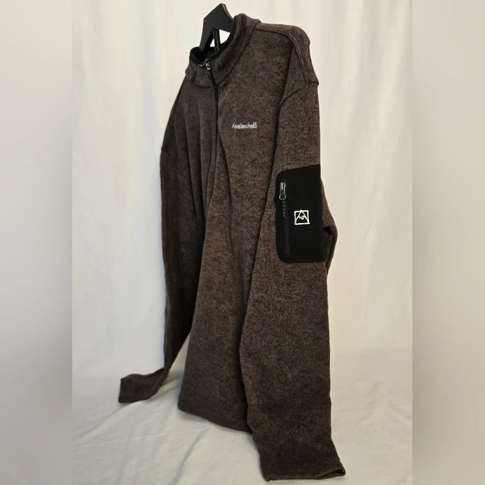 AVALANCHE Pullover Jacket Mens‎ 2XL Quarter Zip Thermal Brown Knit Fleece